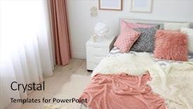  Presentation with bedroom modern - Colorful presentation theme enhanced with interior of beautiful modern bedroom backdrop and a  colored foreground