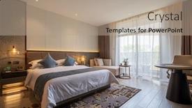  Presentation with room - Slides having interior-of-bed-room background and a coral colored foreground