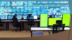  Presentation with data security - Presentation with interior-of-big-modern-security background and a light blue colored foreground