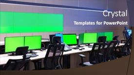  Presentation with data security - Amazing presentation theme having interior-of-big-modern-security backdrop and a ocean colored foreground