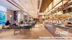  Presentation with restaurant - Cool new theme with interior of buffet restaurant backdrop and a coral colored foreground