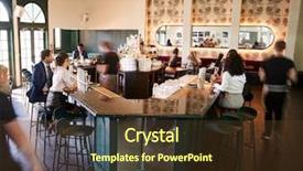  Presentation with customers - Beautiful PPT layouts featuring interior of busy cocktail bar backdrop and a tawny brown colored foreground