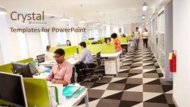  Presentation with interior design office - Presentation theme with interior of busy modern design background and a lemonade colored foreground