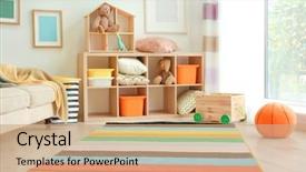  Presentation with carpet - Colorful slide deck enhanced with interior of child's room backdrop and a coral colored foreground