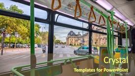  Presentation with bus - Slide set with interior of city bus background and a tawny brown colored foreground