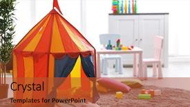  Presentation with kids playing - Amazing presentation theme having interior of colorful playing room backdrop and a red colored foreground
