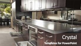  Presentation with commercial - Slide set enhanced with interior of commercial kitchen background and a dark gray colored foreground
