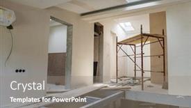  Presentation with scaffolding - Audience pleasing slide set consisting of interior-of-construction-site backdrop and a gray colored foreground