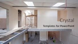  Presentation with scaffolding - PPT layouts having interior-of-construction-site background and a light gray colored foreground