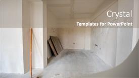  Presentation with construction work - Cool new slide deck with interior-of-construction-site backdrop and a coral colored foreground