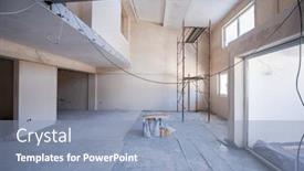  Presentation with scaffolding - Audience pleasing presentation design consisting of interior-of-construction-site backdrop and a light blue colored foreground