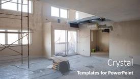  Presentation with scaffolding - PPT theme enhanced with interior-of-construction-site background and a gray colored foreground