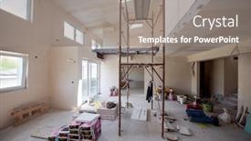  Presentation with scaffolding - PPT theme featuring interior-of-construction-site background and a gray colored foreground