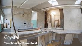  Presentation with concrete construction - Theme enhanced with interior-of-construction-site background and a gray colored foreground