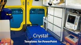  Presentation with first aid - Theme enhanced with interior-of-contemporary-ambulance-car background and a ocean colored foreground