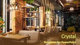  Presentation with cafe - PPT theme featuring interior of contemporary cozy cafe background and a tawny brown colored foreground