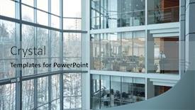  Presentation with windows - Cool new PPT theme with interior-of-contemporary-multi-floor backdrop and a light blue colored foreground