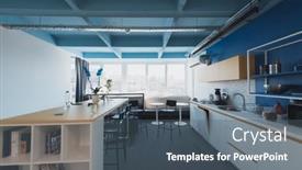  Presentation with meeting table - Presentation theme with interior-of-cozy-light-boardroom background and a  colored foreground