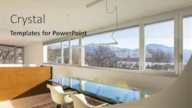  Presentation with dining - Colorful slide set enhanced with interior-of-dining-room backdrop and a soft green colored foreground