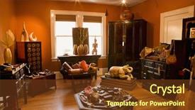  Presentation with interior - Slides having interior of eclectic home store background and a tawny brown colored foreground