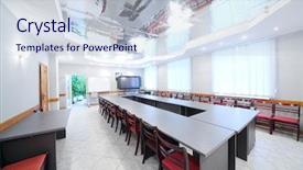  Presentation with conference table - Beautiful theme featuring interior of empty meeting room backdrop and a  colored foreground