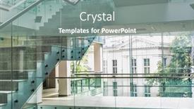  Presentation with building - Audience pleasing PPT theme consisting of interior-of-empty-office-building backdrop and a gray colored foreground