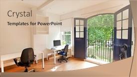  Presentation with chairs - Audience pleasing slide set consisting of interior-of-empty-office backdrop and a  colored foreground