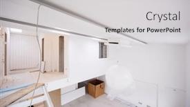  Presentation with apartment - Slide deck having interior-of-empty-stylish-modern background and a light gray colored foreground