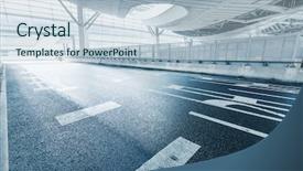  Presentation with interior - Cool new PPT layouts with interior of entrance of garage backdrop and a light blue colored foreground