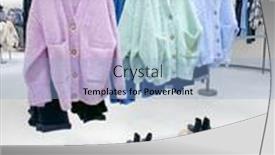  Presentation with clothes - Amazing PPT theme having interior-of-fashion-clothes-store backdrop and a light blue colored foreground