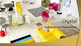  Presentation with interior - PPT layouts with interior of furniture store background and a soft green colored foreground
