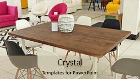  Presentation with furniture - Slide deck enhanced with interior of furniture store background and a coral colored foreground