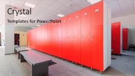  Presentation with locker room - Audience pleasing presentation design consisting of interior of gym locker room backdrop and a coral colored foreground