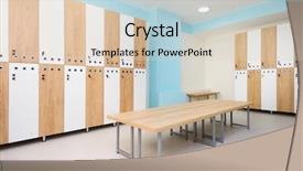  Presentation with locker room - Amazing PPT layouts having interior of gym locker room backdrop and a lemonade colored foreground
