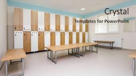  Presentation with locker room - Slide deck featuring interior of gym locker room background and a soft green colored foreground