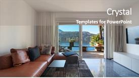  Presentation with living room - Audience pleasing presentation theme consisting of interior of house modern living backdrop and a  colored foreground