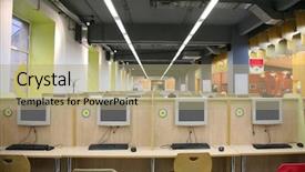  Presentation with internet cafe - Presentation theme consisting of interior of internet cafe background and a mint green colored foreground