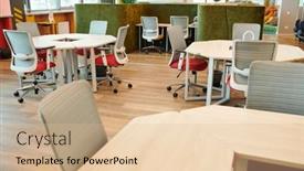  Presentation with zone - Presentation design featuring interior-of-large-open-space background and a lemonade colored foreground