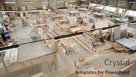  Presentation with furniture - Audience pleasing PPT theme consisting of interior-of-large-workshop backdrop and a coral colored foreground