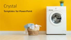  Presentation with laundry - Audience pleasing presentation theme consisting of interior-of-laundry-room backdrop and a light gray colored foreground