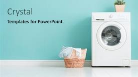  Presentation with laundry - PPT theme with interior-of-laundry-room background and a light blue colored foreground