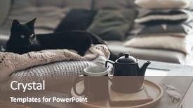  Presentation with tea cup - Amazing slides having interior of living room black backdrop and a gray colored foreground