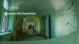  Presentation with interior - Slides having interior-of-long-corridor background and a  colored foreground