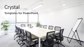  Presentation with office room - PPT theme consisting of interior of meeting room background and a white colored foreground