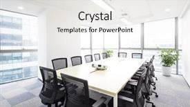  Presentation with office room - Presentation theme with interior of meeting room background and a white colored foreground