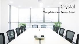  Presentation with office room - Slides consisting of interior of meeting room in moder office background and a white colored foreground