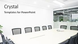  Presentation with office room - Colorful slides enhanced with interior of meeting room in moder office backdrop and a white colored foreground