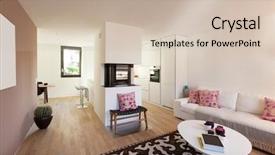  Presentation with living room - Audience pleasing presentation consisting of interior of modern apartment furnished backdrop and a  colored foreground