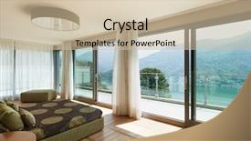  Presentation with bedroom modern - Presentation design having interior of modern apartment furnished background and a soft green colored foreground