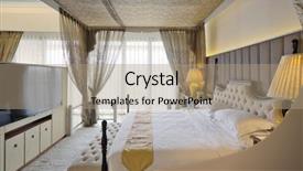  Presentation with bedroom modern - Cool new PPT theme with interior of modern bedroom backdrop and a coral colored foreground